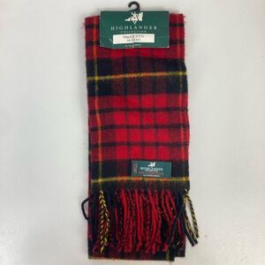 Highlander Collection MacQueen Modern Red Plaid Tartan Scarf 100% Lambswool New